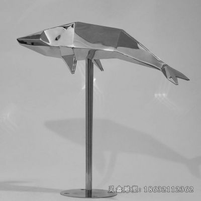 不锈钢抽象几何海豚雕塑