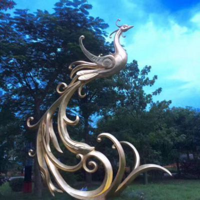 不锈钢抽象祥瑞凤凰雕塑