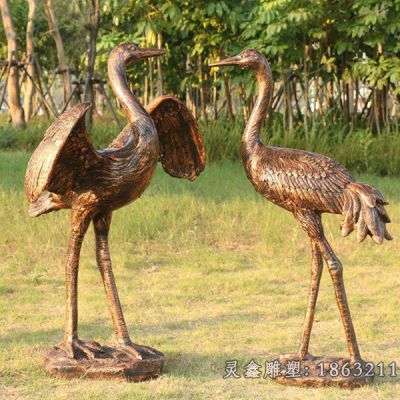 展翅仙鹤公园动物铜雕