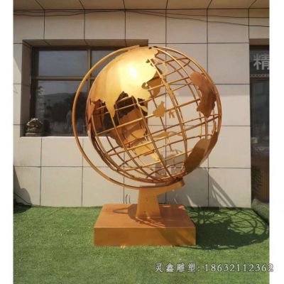 广场不锈钢镂空地球仪雕塑