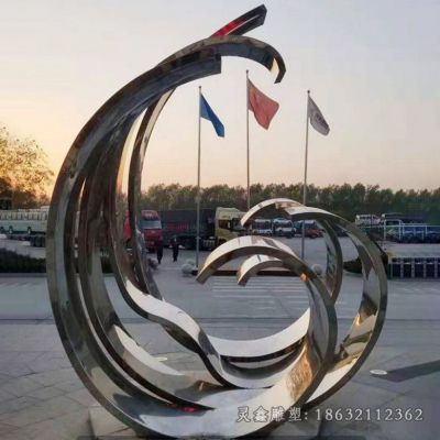 广场抽象海浪不锈钢雕塑