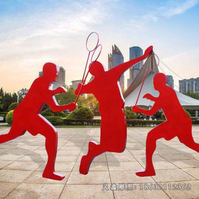 不锈钢抽象羽毛球人物雕塑