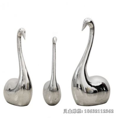 不锈钢抽象天鹅动物雕塑
