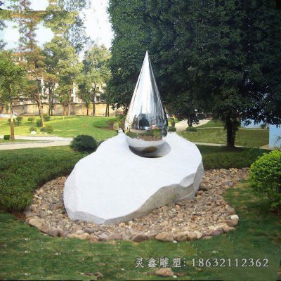 不锈钢镜面抽象水滴雕塑