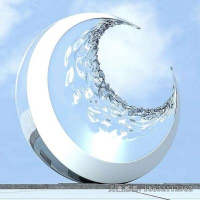 镜面不锈钢抽象月亮雕塑