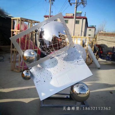 不锈钢笔记本地球仪雕塑