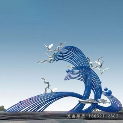 不锈钢海浪景观雕塑