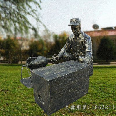 爆米花民俗人物铜雕