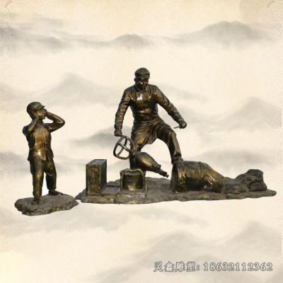 爆米花民俗人物铜雕