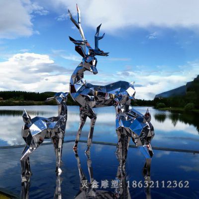 不锈钢抽象鹿雕塑