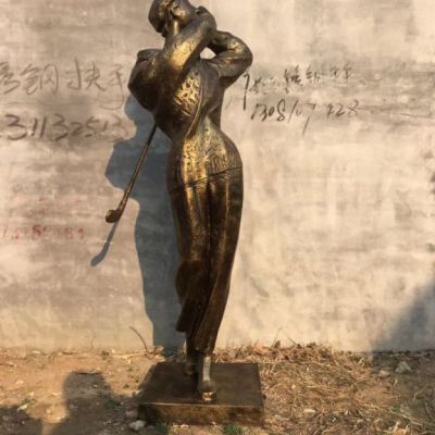 抽象打高尔夫球人物铜雕