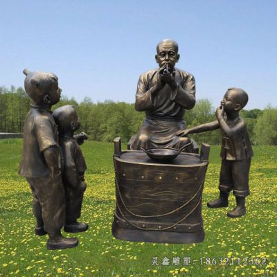 吹糖人民俗人物铜雕