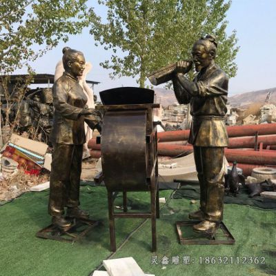打谷干农活人物铜雕