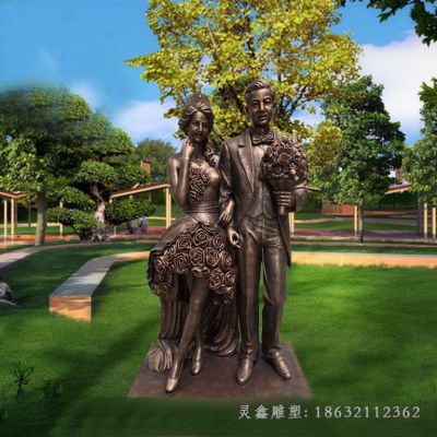 公园情侣人物铜雕
