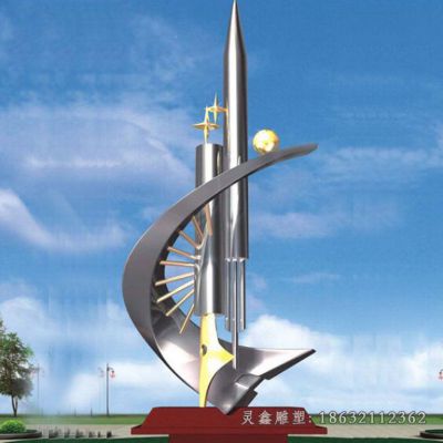 不锈钢抽象钢笔校园雕塑