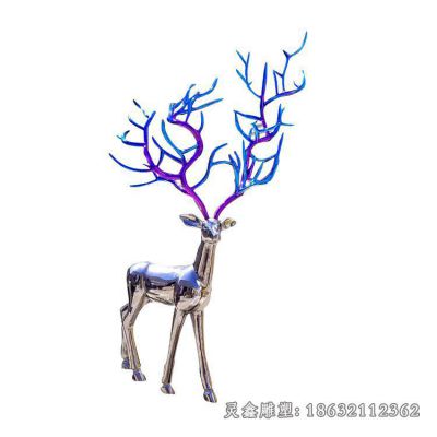 不锈钢几何鹿动物雕塑