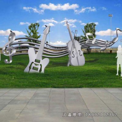 不锈钢抽象大提琴景观雕塑
