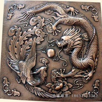 龙凤戏珠紫浮雕景观雕塑