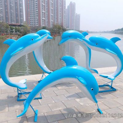 不锈钢海豚广场景观雕塑