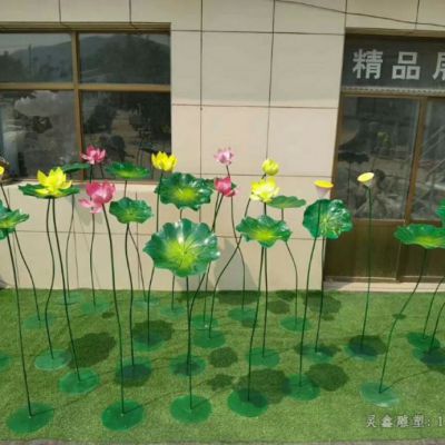 不锈钢荷花庭院景观雕塑