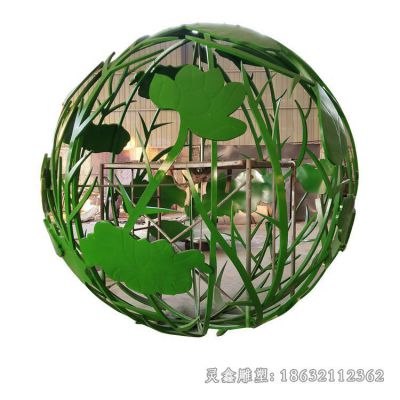 不锈钢彩绘镂空球户外雕塑