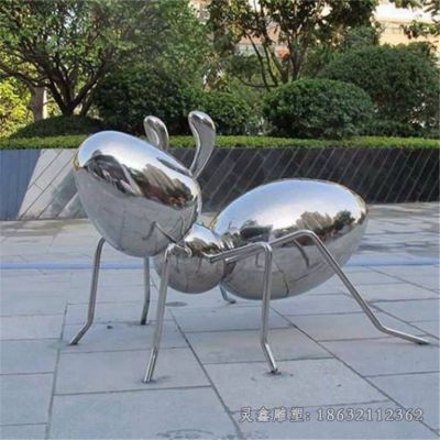 不锈钢镜面蚂蚁校园雕塑