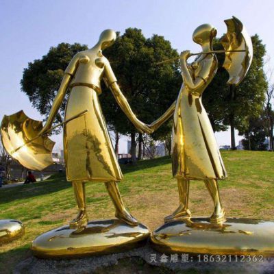 不锈钢镜面抽象人物户外雕塑