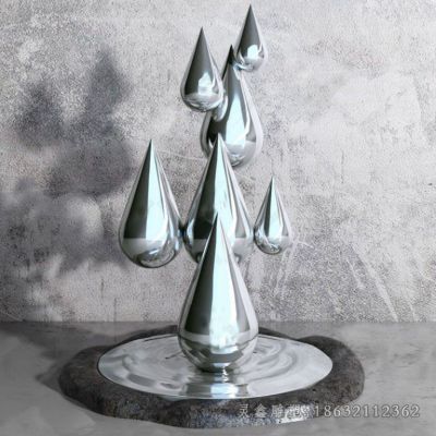 不锈钢镜面水滴园林雕塑