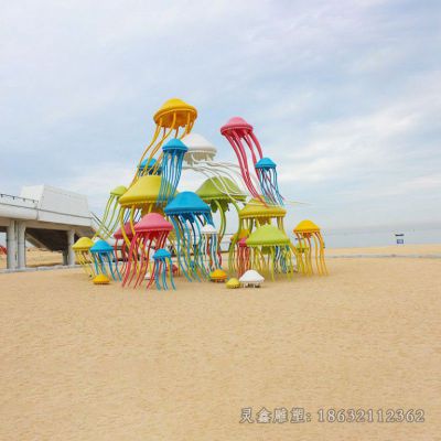 不锈钢彩绘水母公园雕塑