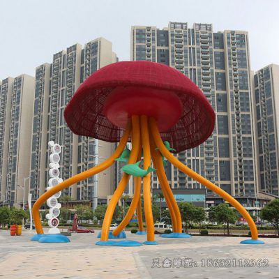不锈钢彩绘水母园林雕塑