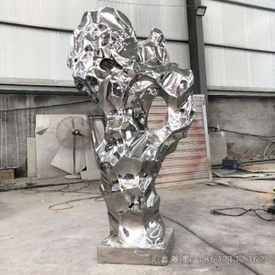 不锈钢抽象太湖石小区雕塑