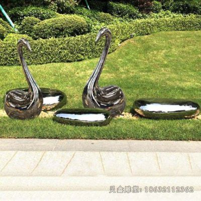 不锈钢镜面天鹅公园雕塑