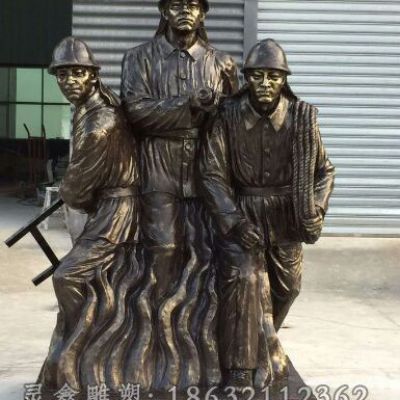 消防员校园景观人物铜雕