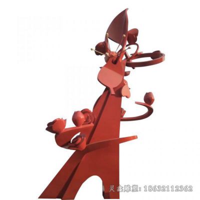 不锈钢彩绘花小区雕塑