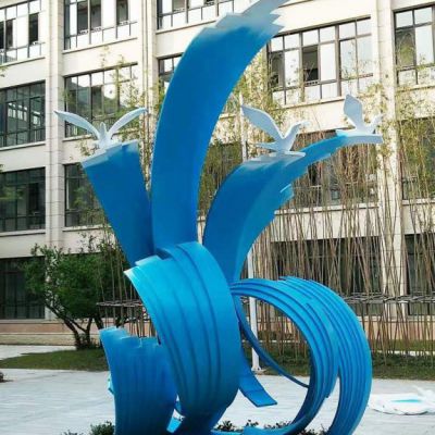不锈钢抽象小鸟小区雕塑