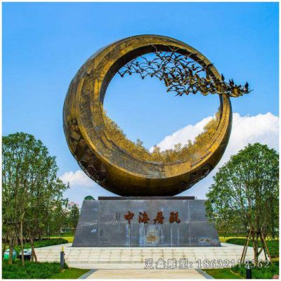 不锈钢彩绘月亮广场雕塑