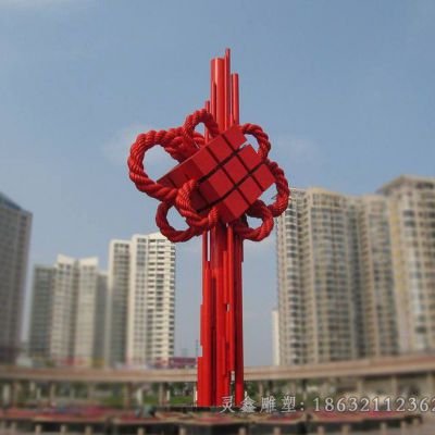 不锈钢彩绘中国结城市雕塑