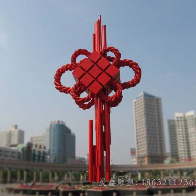 不锈钢彩绘中国结公园雕塑