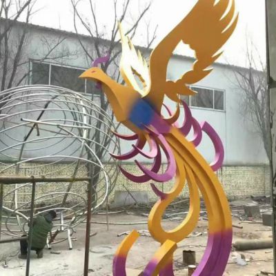 不锈钢彩绘凤凰广场雕塑
