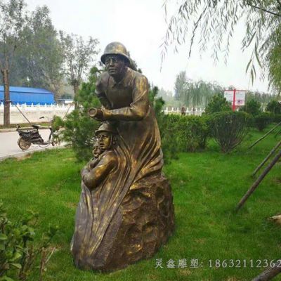 消防员广场人物铜雕