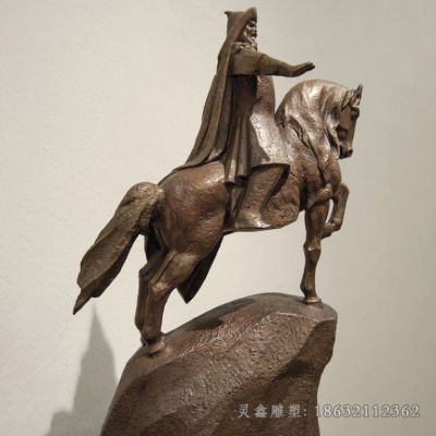 成吉思汗骑马校园铜雕