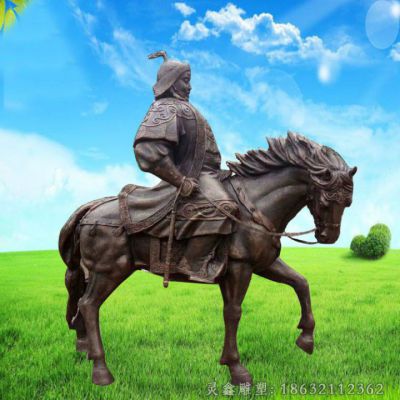 成吉思汗骑马户外铜雕