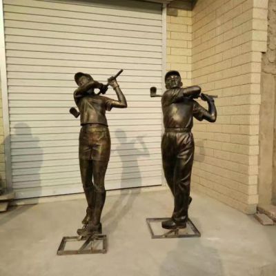 打高尔夫球人物广场铜雕