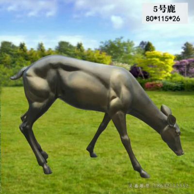 低头小鹿广场景观铜雕