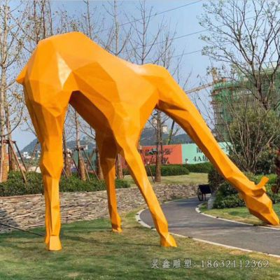 不锈钢彩绘长颈鹿城市雕塑