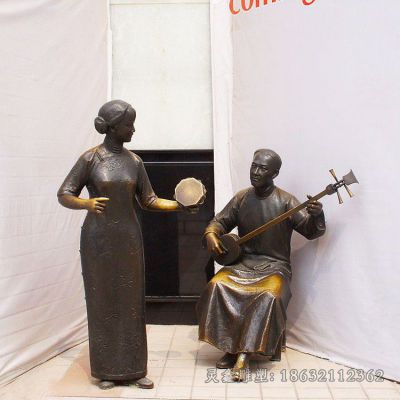 乐器演奏城市人物铜雕