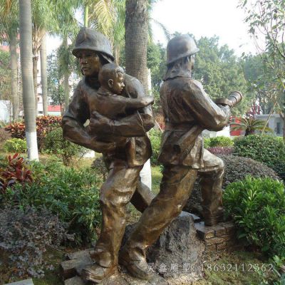 消防员校园人物铜雕