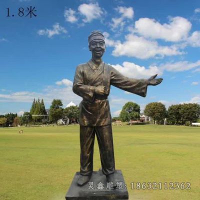 端盘店小二人物铜雕