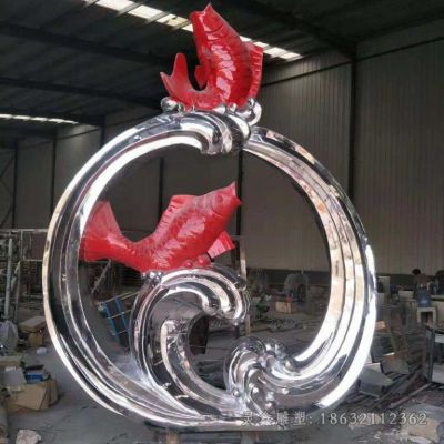 不锈钢彩绘鱼广场雕塑