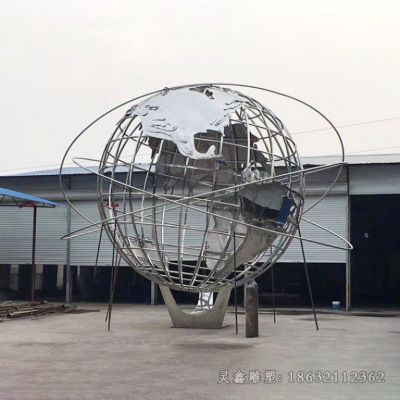不锈钢抽象地球仪雕塑